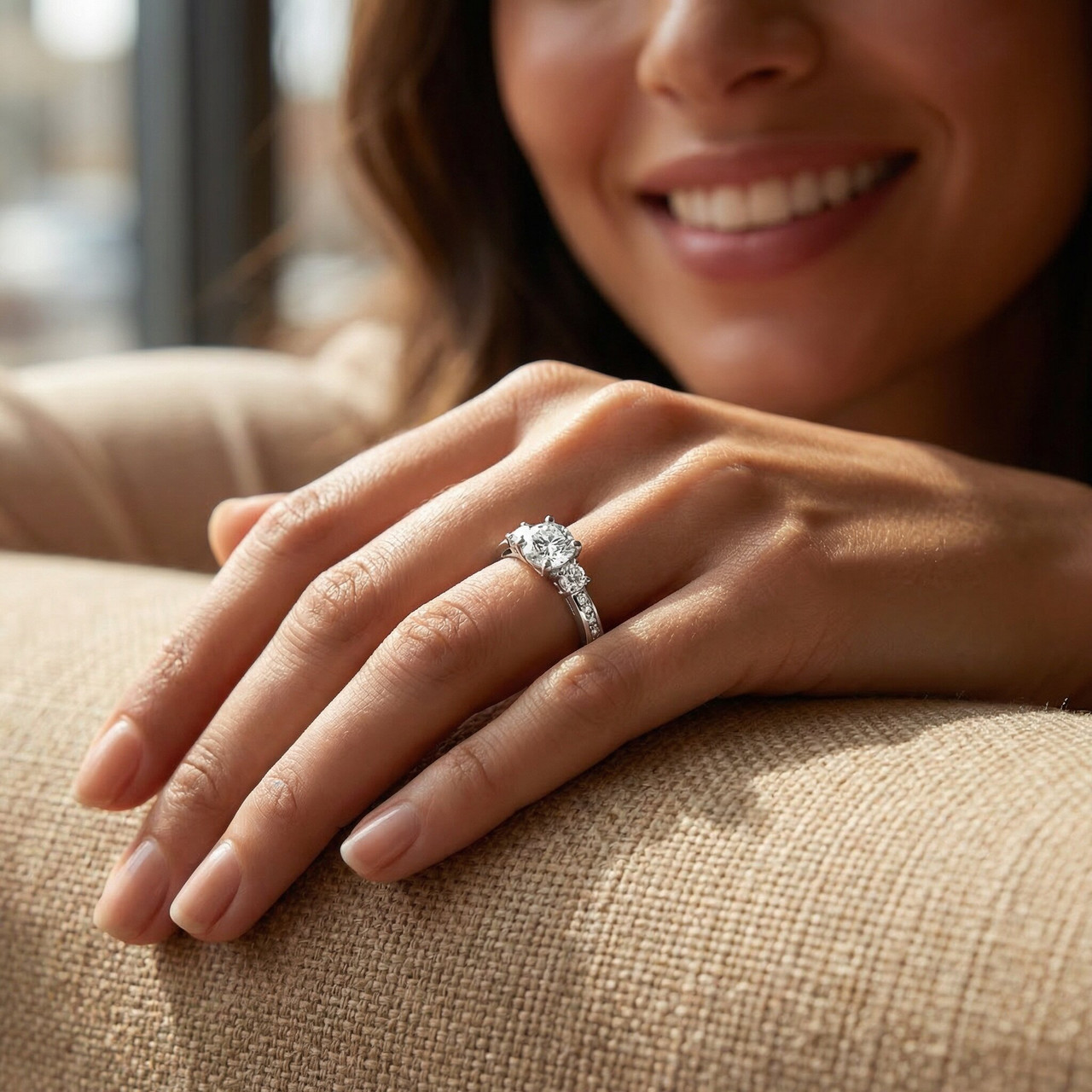 1 ct Diamond Engagement Ring 3-Stone 14K White Gold (G-H, I1)