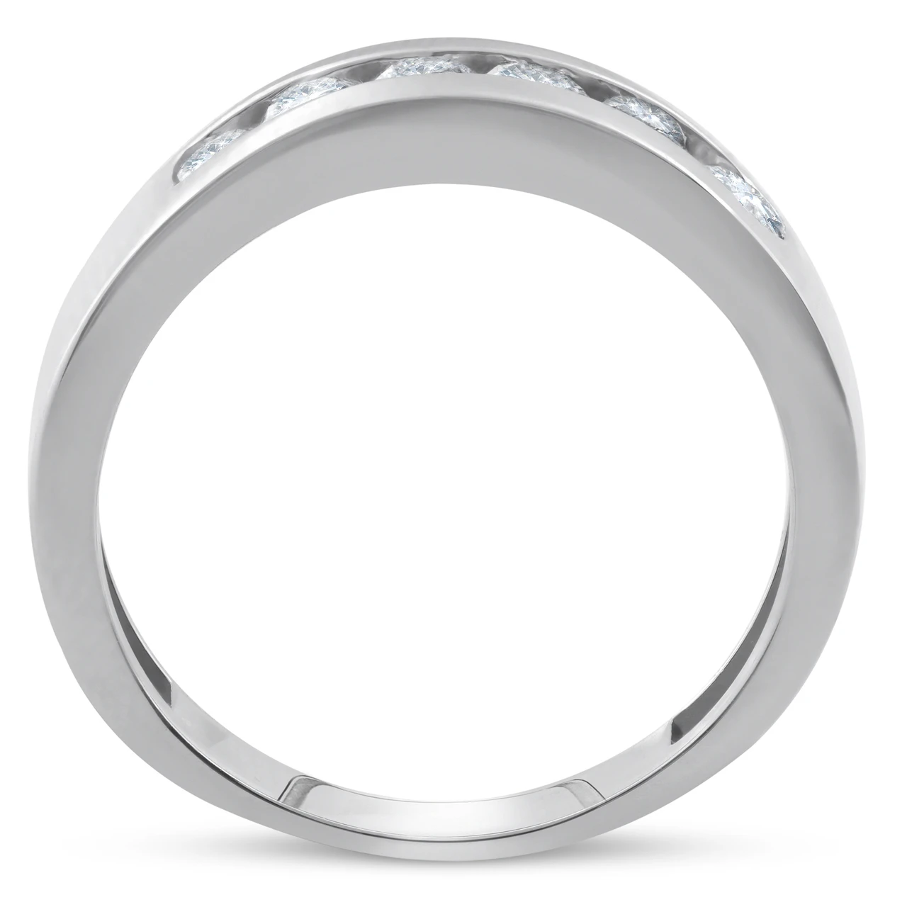 1ct Channel Set Mens Diamond Wedding Ring 14K White Gold (G-H, SI)