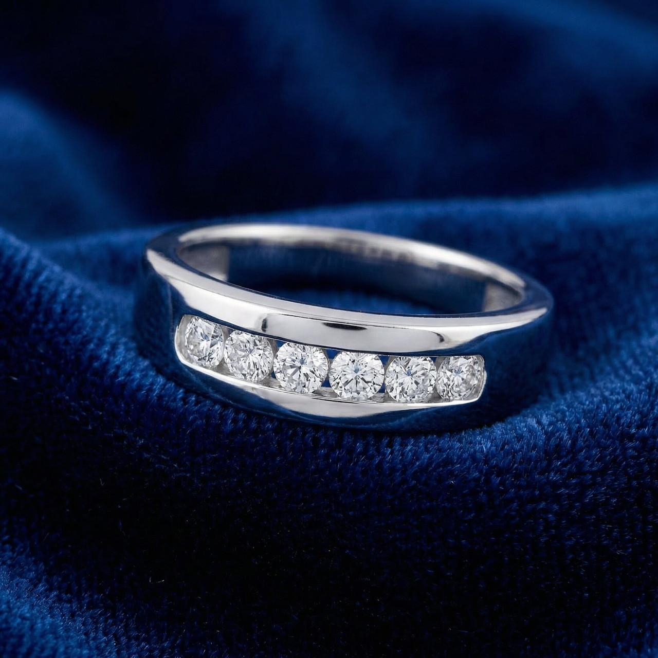 1ct Channel Set Mens Diamond Wedding Ring 14K White Gold (G-H, I1)