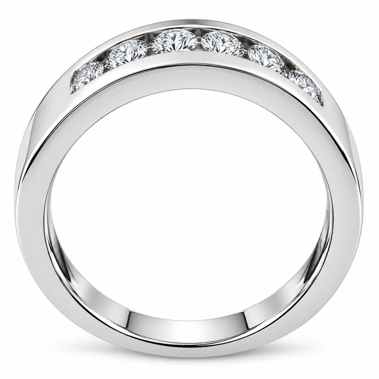 1ct Channel Set Mens Diamond Wedding Ring 14K White Gold (G-H, I1)