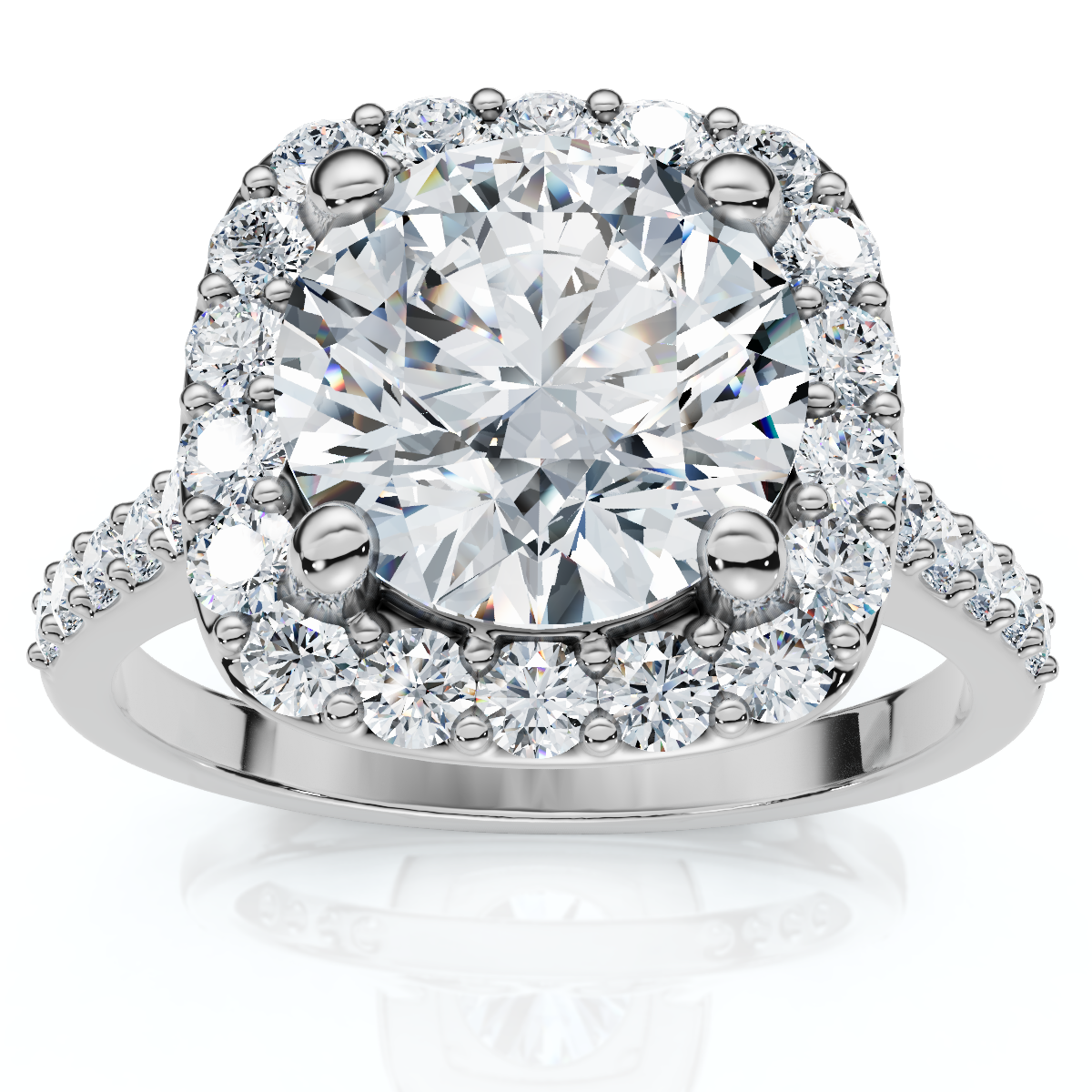 Certified 2Ct Cushion Halo Diamond Engagement Ring Accent White Gold Lab Grown (F-G, VS)