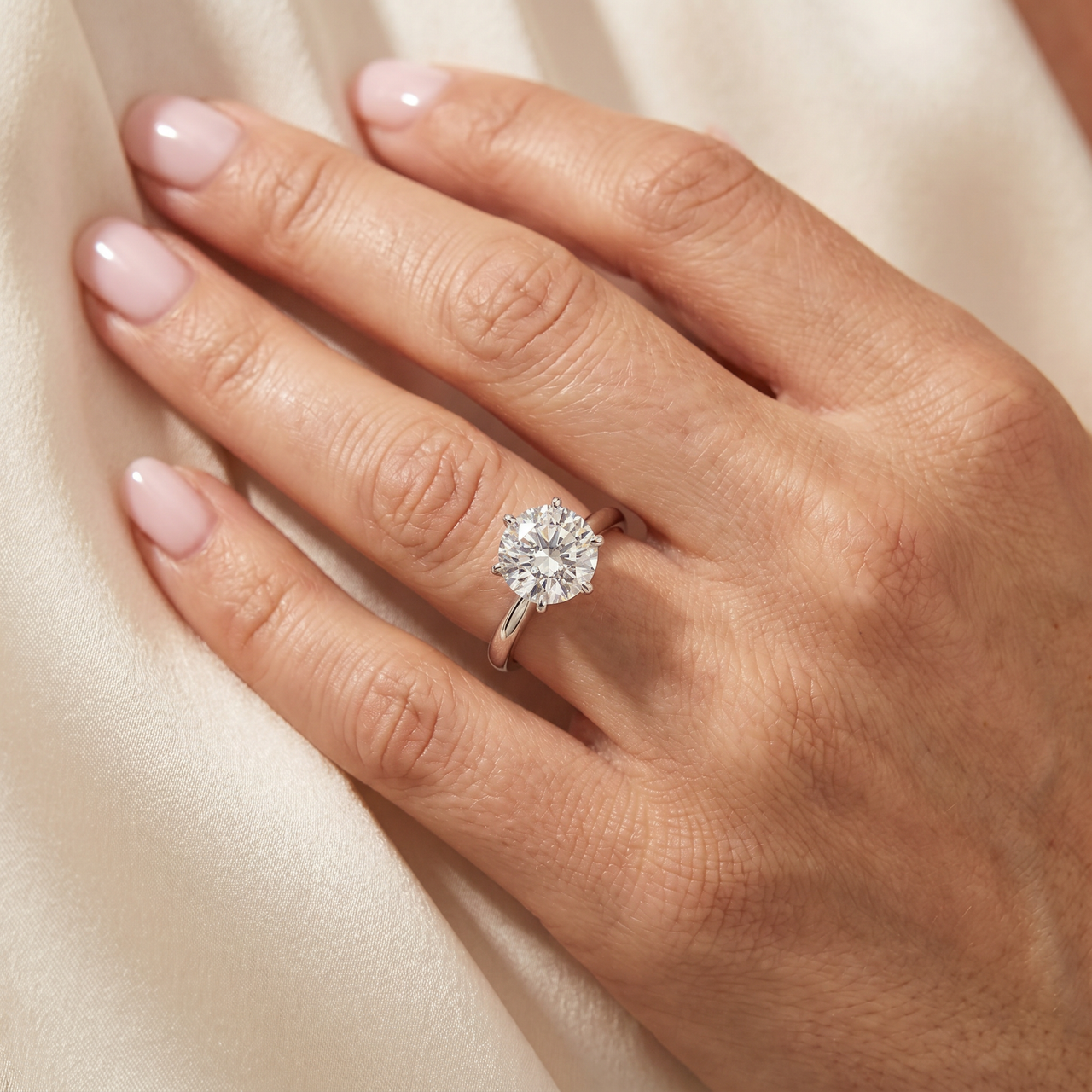 1 1/4ct Solitaire Diamond Engagement Ring 14K White Gold (G-H, I2-I3)