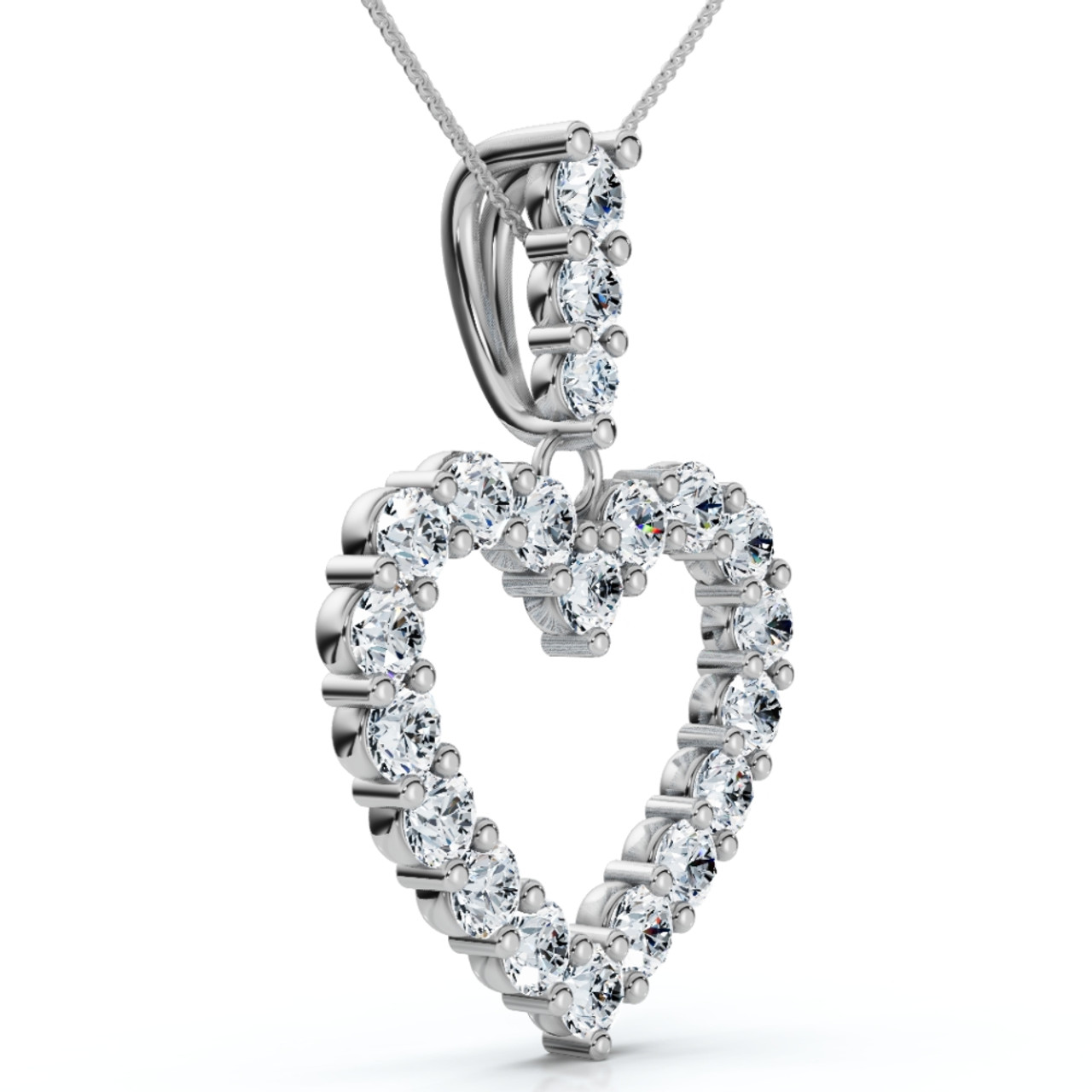 2Ct TW Natural Diamond Heart Dangle Pendant 14k White Gold Necklace 18" (G-H, I2-I3) 2Ct TW Natural Diamond Heart Dangle Pendant 14k White Gold Necklace 18" (G-H, I2-I3)