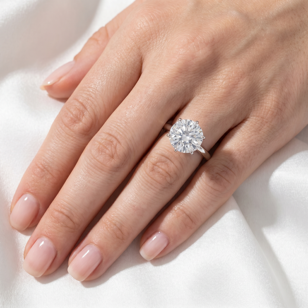 3ct Enhanced Round Diamond Solitaire Engagement Ring 14K White Gold (I-J, I2-I3)