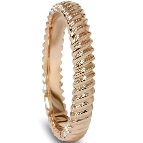 14K Rose Gold Hand Carved Wedding Band