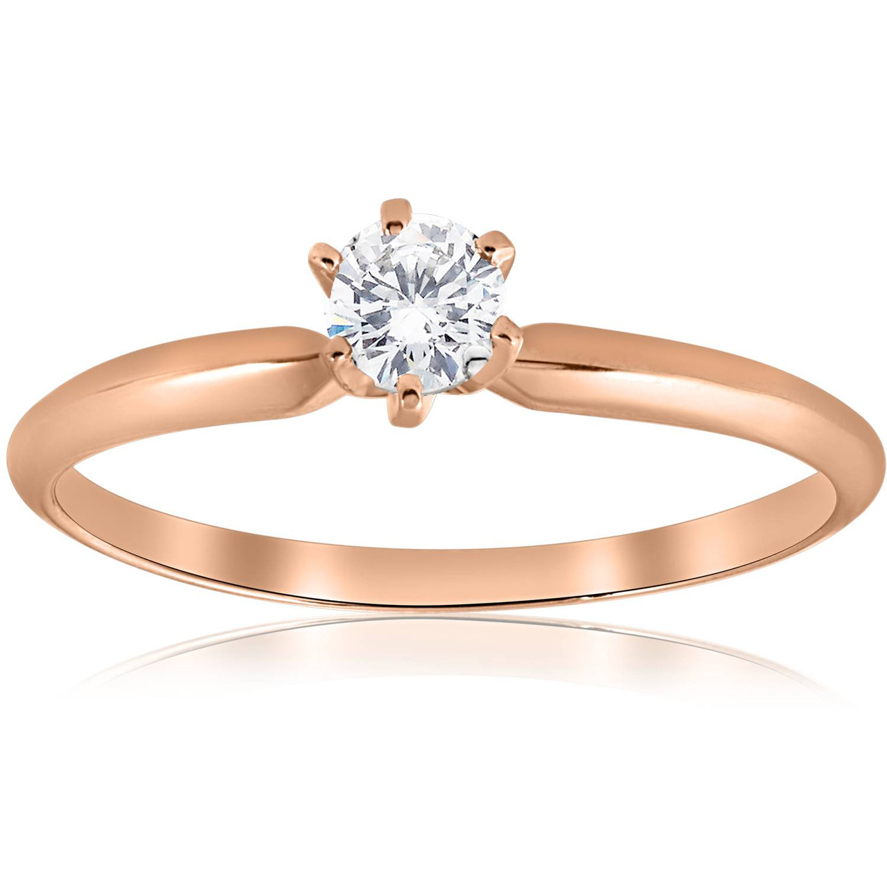 1/4 ct Solitaire Diamond Engagement Ring 14k Rose Gold (G-H, I1)