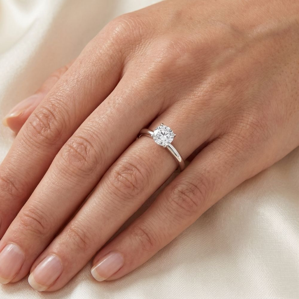 3/4 Ct Round-Cut Natural Diamond Solitaire Engagement Ring 14k White Gold (G-H, I1)