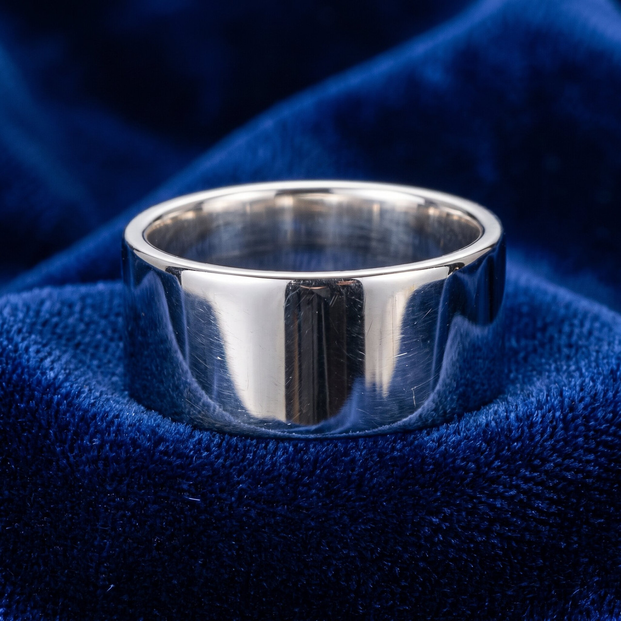 10mm Flat High Polished Wedding Band 10K White Gold