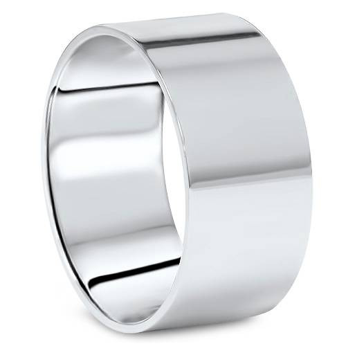 10mm Flat High Polished Wedding Band 10K White Gold