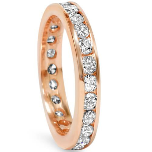 1 1/2ct Channel Set Diamond Eternity Ring 14K Rose Gold (H-I, I1)