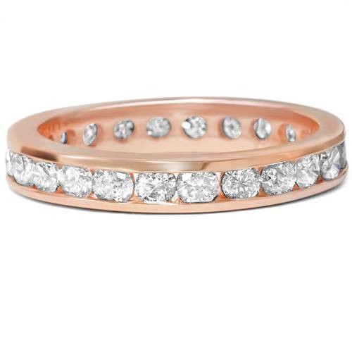 1 1/2ct Channel Set Diamond Eternity Ring 14K Rose Gold (H-I, I1)