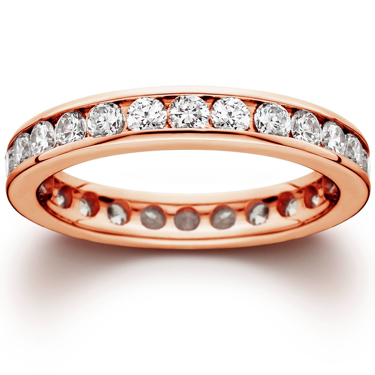 1 1/2ct Channel Set Diamond Eternity Ring 14K Rose Gold (H-I, I1)