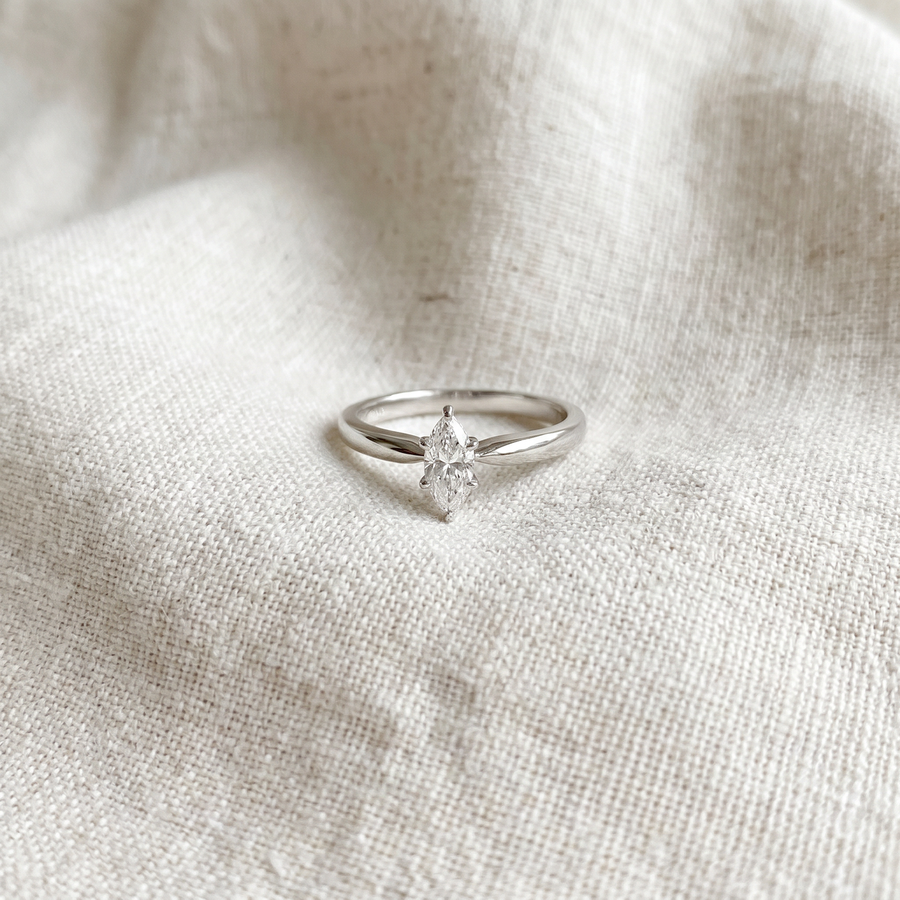 1/4ct Solitaire Marquise Diamond Engagement Ring 14K White Gold (G-H, I1)