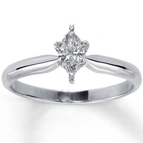 1/4ct Solitaire Marquise Diamond Engagement Ring 14K White Gold (G-H, I1)