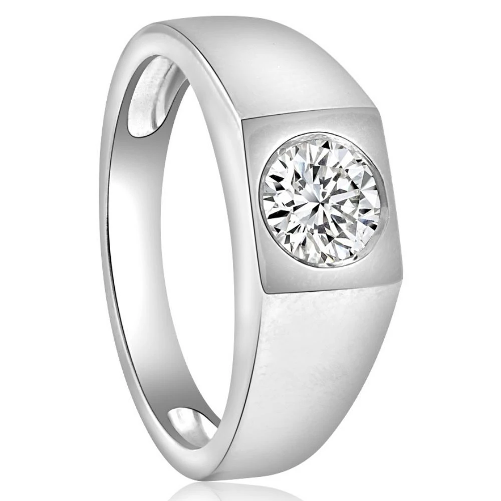 1 ct Solitaire Diamond Mens Wedding Ring 14k White or Yellow Gold (G-H, I1)