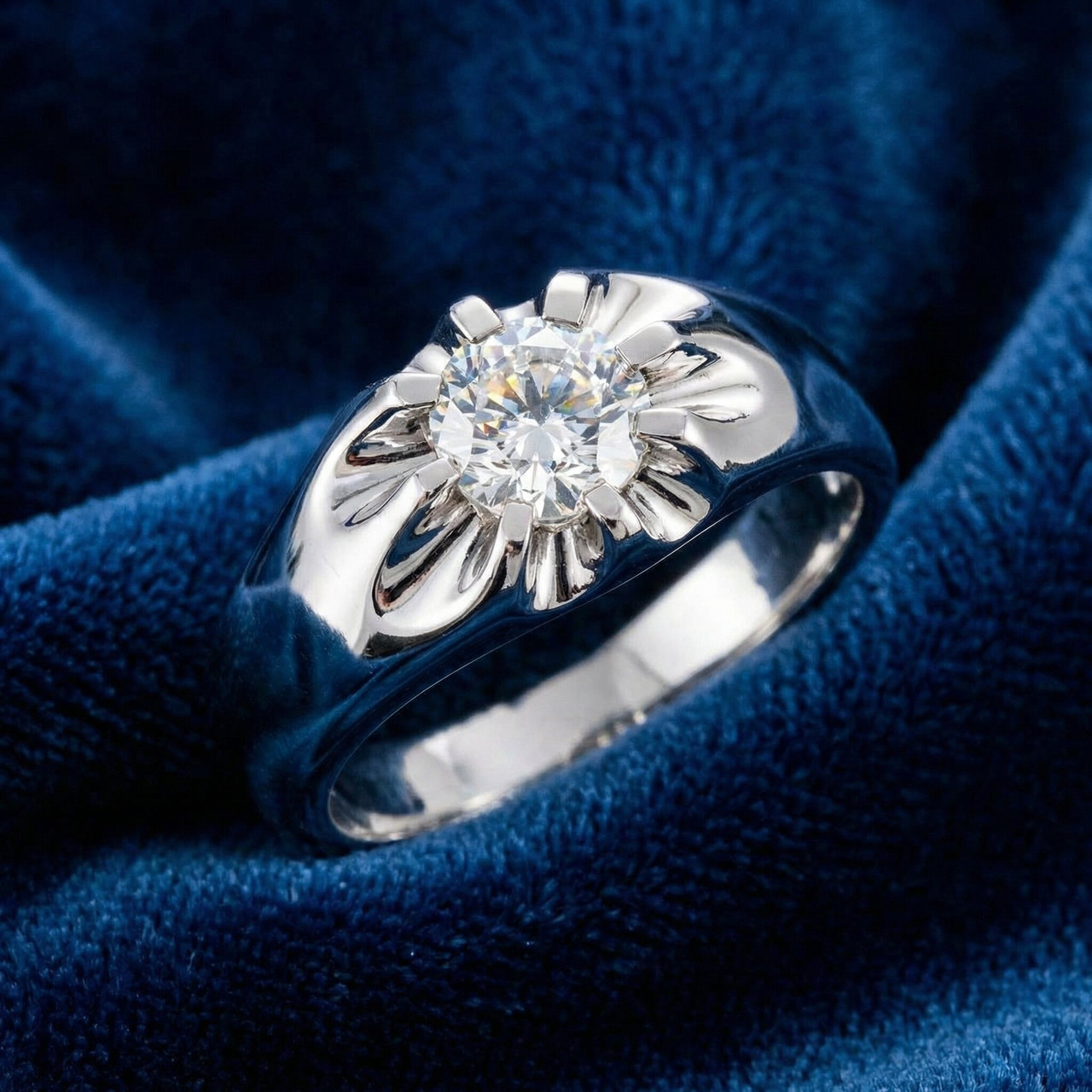 1 1/2ct Solitaire Diamond Mens Wedding Ring 10k White or Yellow Gold (G-H, SI)