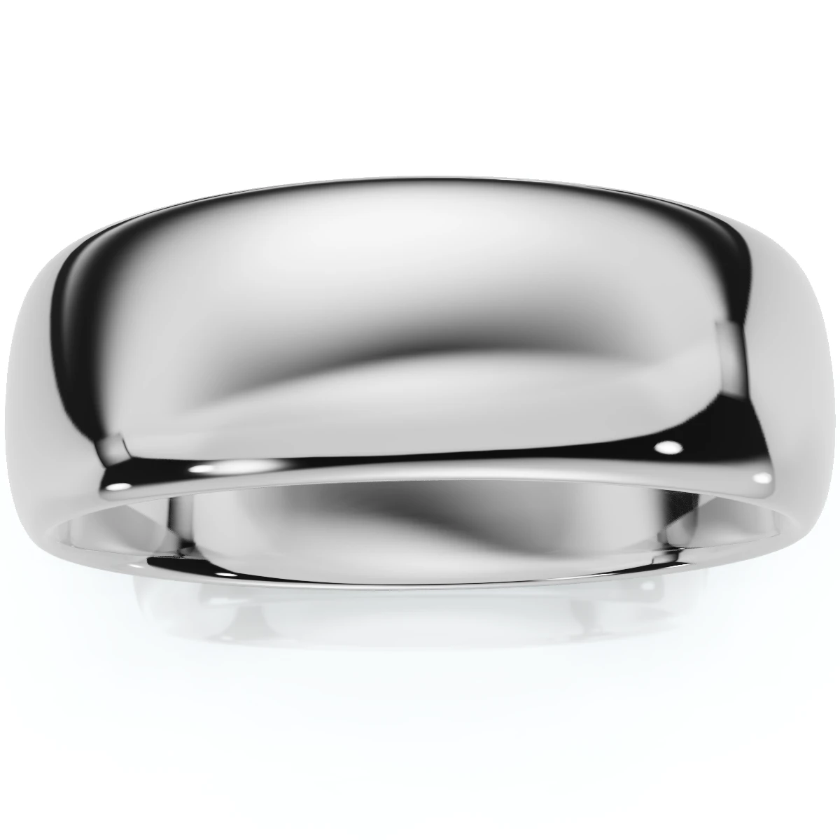 14K White Gold 7mm Plain Mens Wedding Band Ring