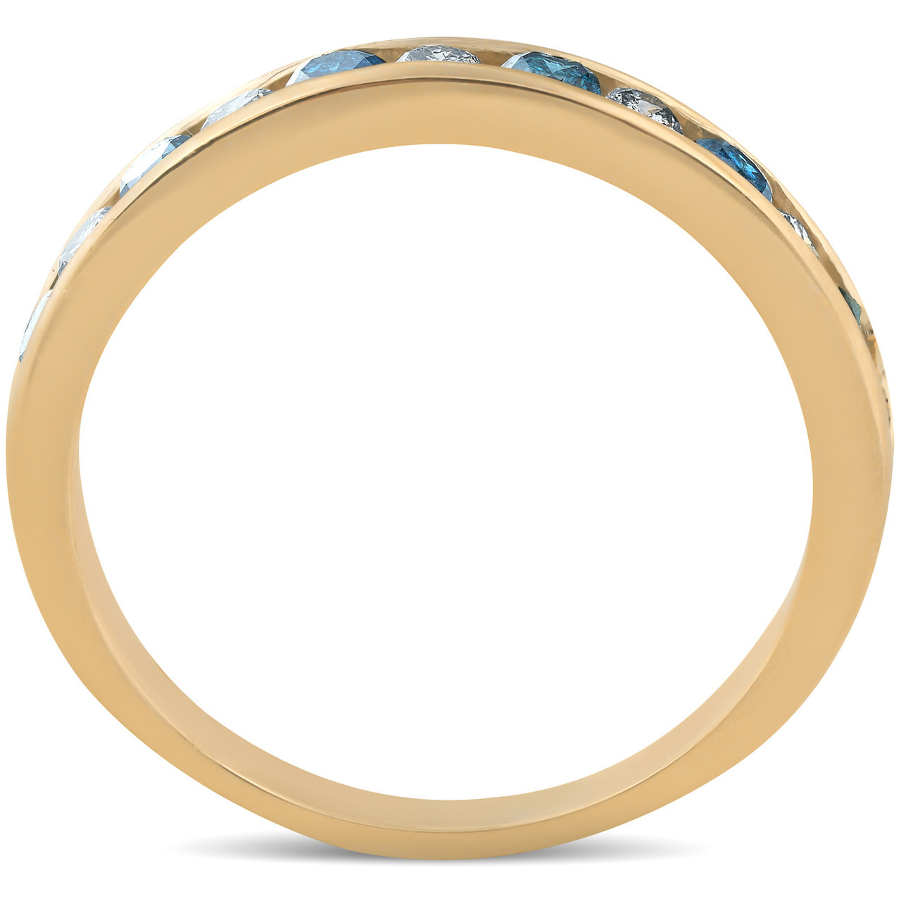 1/2ct Blue & White Diamond Channel Set Ring 14K Yellow Gold (H-I, I1)