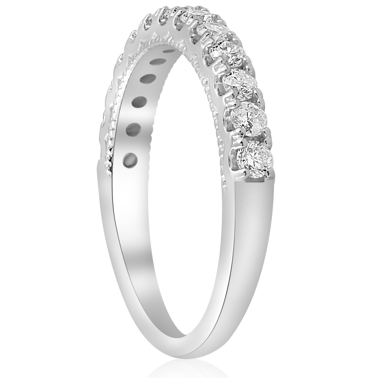 1/2ct U Prong Diamond Milgrain Wedding Ring 14k White Gold (G-H, I1)