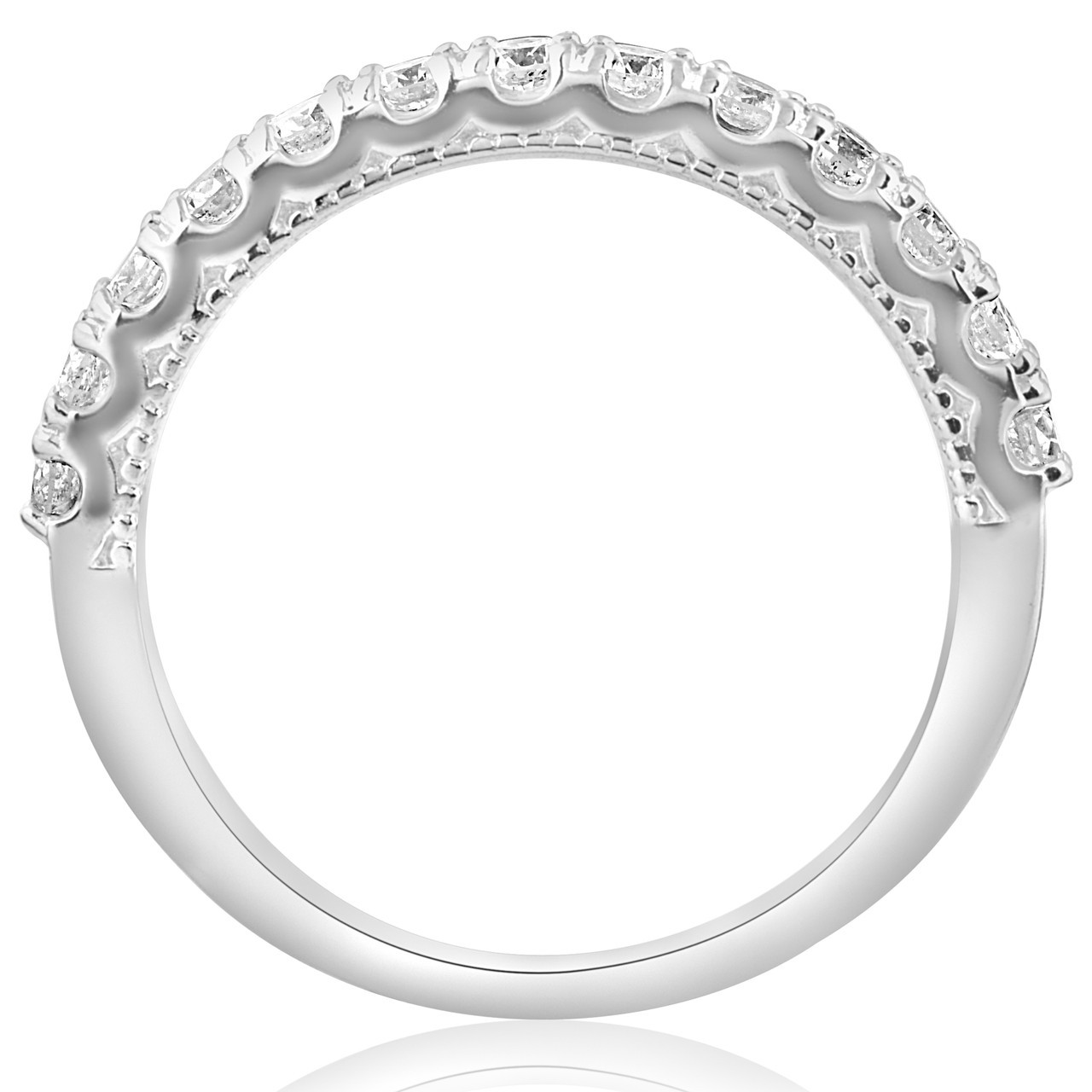 1/2ct U Prong Diamond Milgrain Wedding Ring 14k White Gold (G-H, I1)