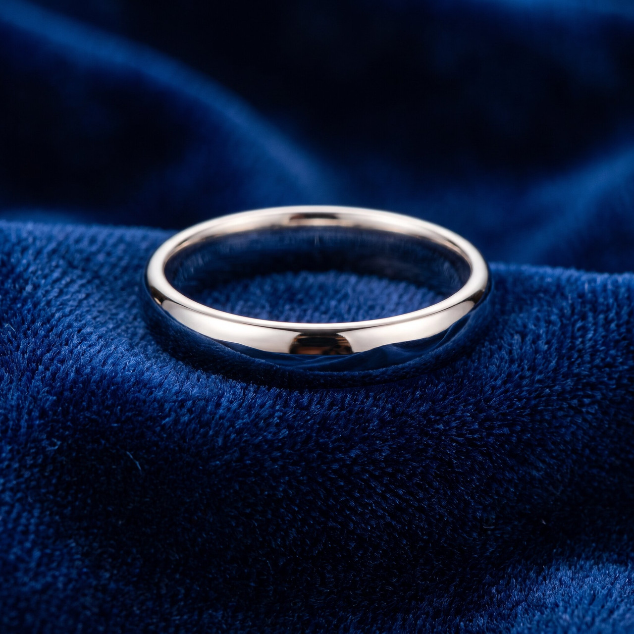 4mm Dome High Polished Wedding Band 10K White Gold