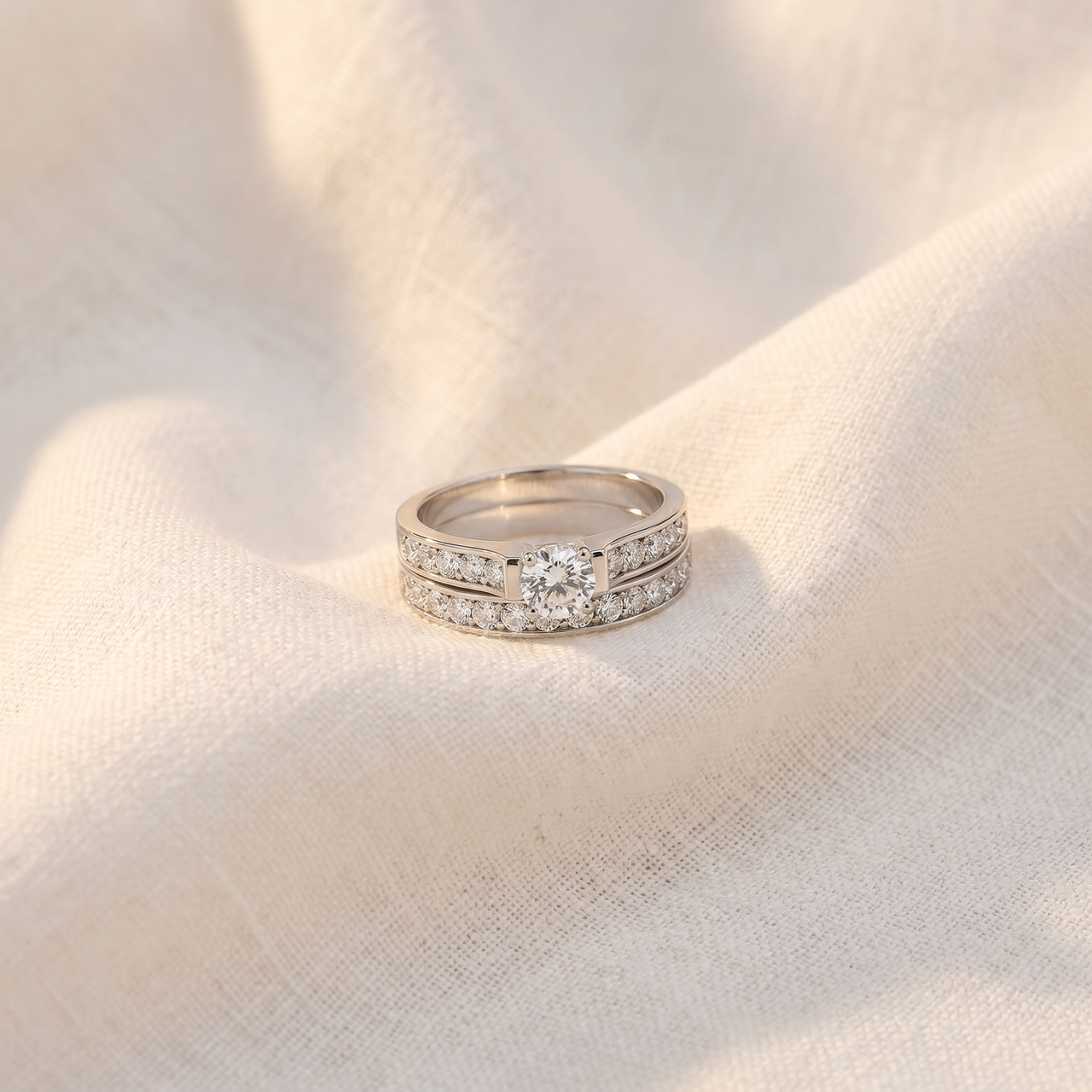 1/2ct Diamond Engagement Matching Wedding 14K White Gold Ring Set (G-H, I1)