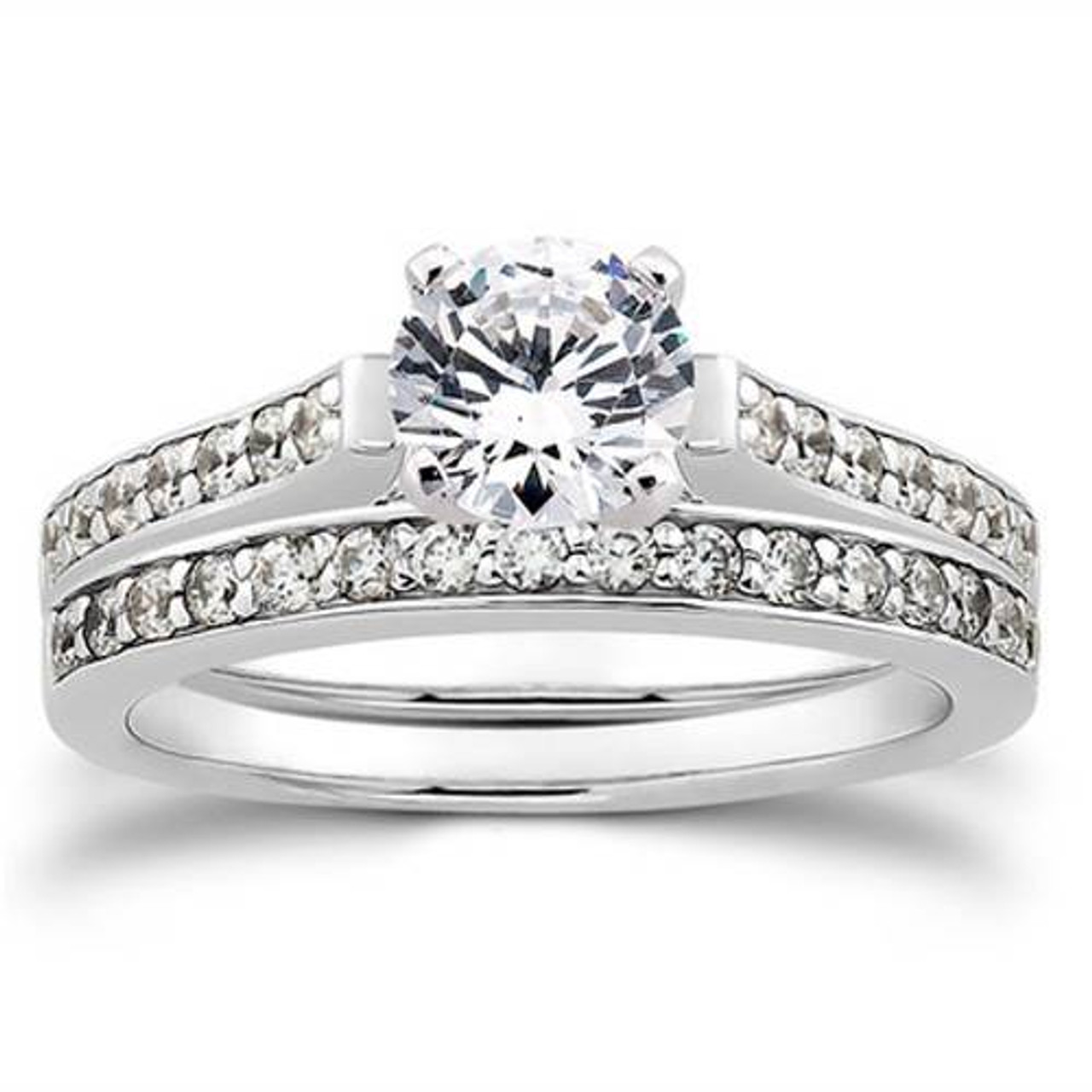 1/2ct Diamond Engagement Matching Wedding 14K White Gold Ring Set