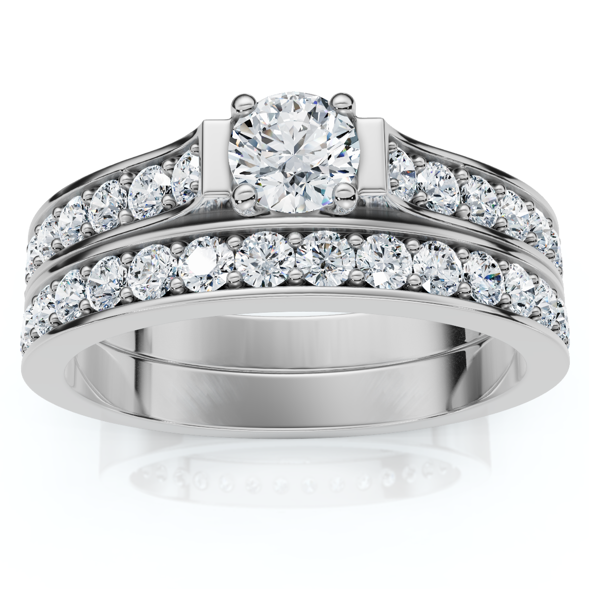 1/2ct Diamond Engagement Matching Wedding 14K White Gold Ring Set (G-H, I1)