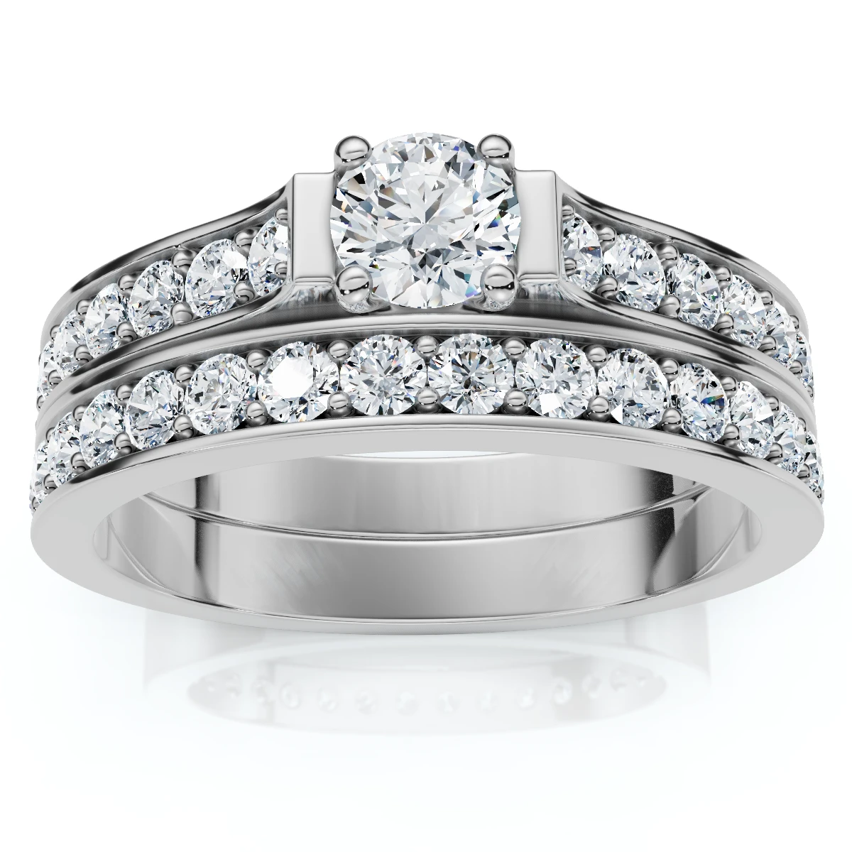 1/2ct Diamond Engagement Matching Wedding 14K White Gold Ring Set (G-H, I1)
