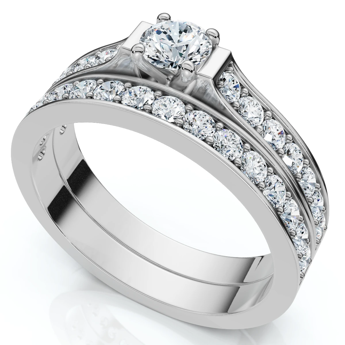 1/2ct Diamond Engagement Matching Wedding 14K White Gold Ring Set (G-H, I1)