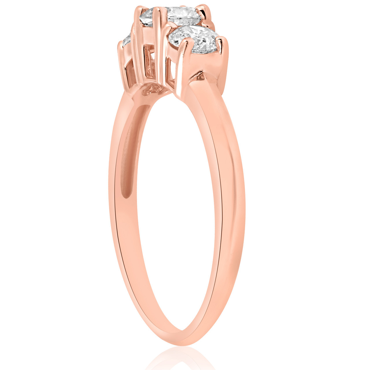 1ct 3 Stone Diamond Engagement Round Cut Ring 14k Rose Gold (I-J, I2-I3)