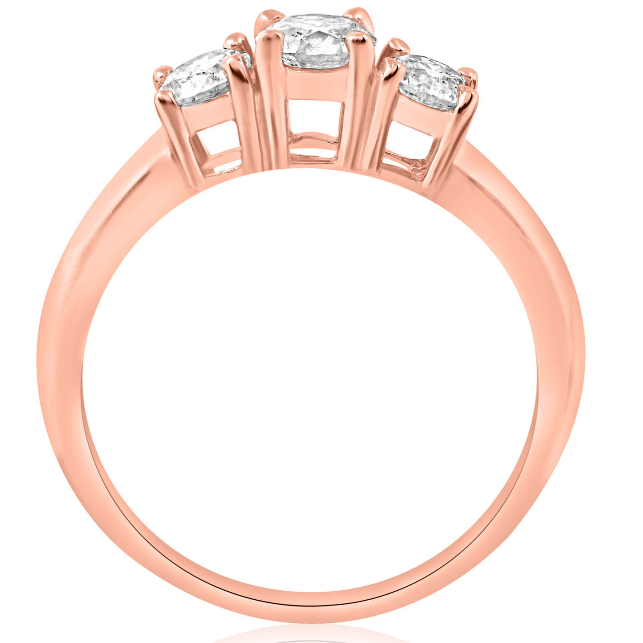 1ct 3 Stone Diamond Engagement Round Cut Ring 14k Rose Gold (I-J, I2-I3)
