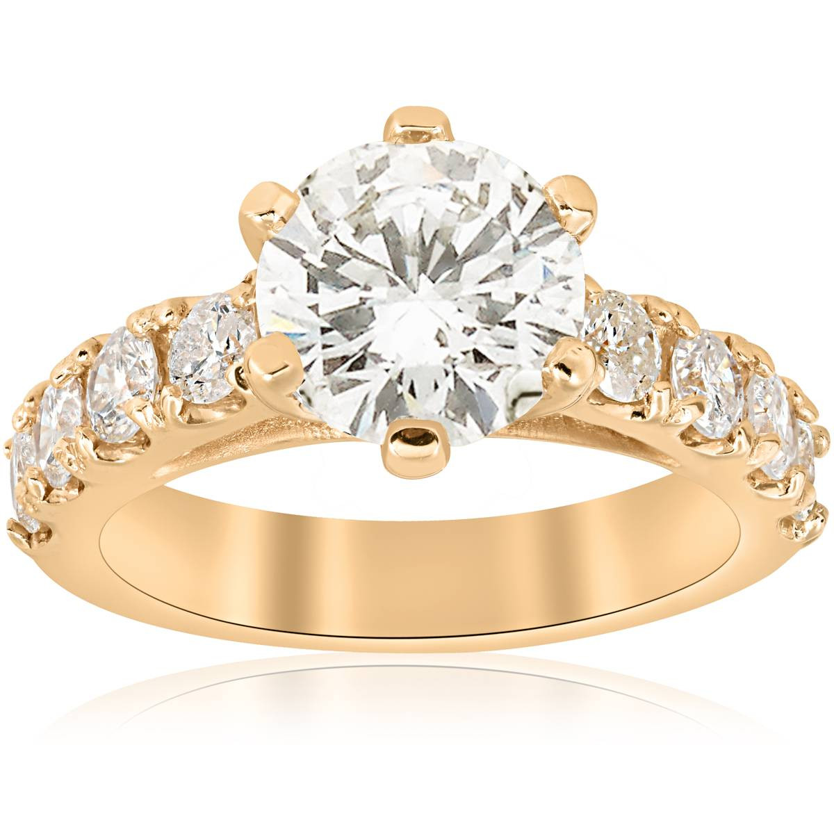Certified 4 1/2Ct TW Diamond Engagement Ring Yellow Gold Lab Grown (G-H, VS2-SI1)