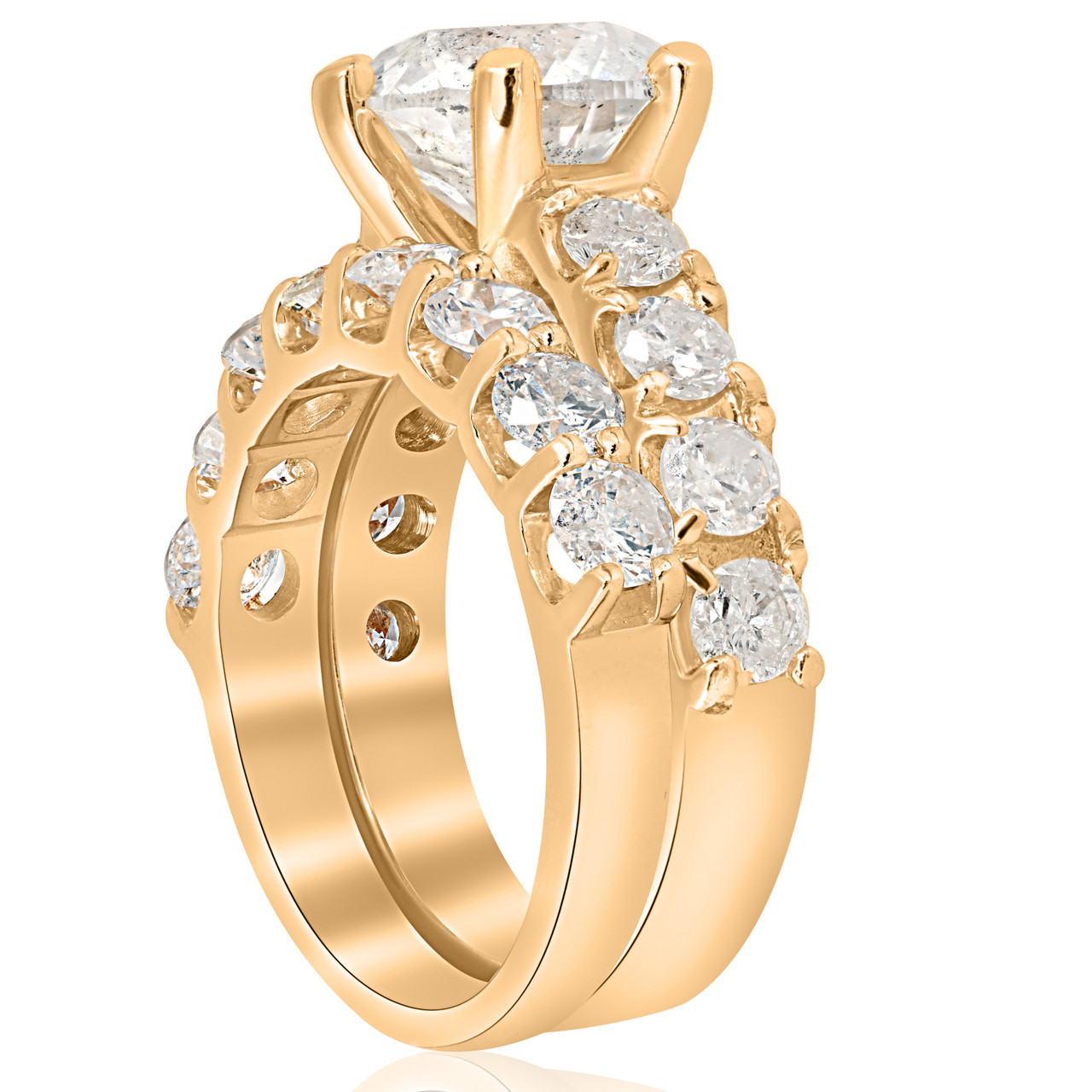 6 cttw Diamond Engagement Matching Wedding Ring 14k Yellow Gold (H-I, I2-I3) 6 cttw Diamond Engagement Matching Wedding Ring 14k Yellow Gold (H-I, I2-I3)