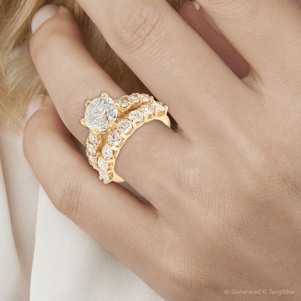 6 cttw Diamond Engagement Matching Wedding Ring 14k Yellow Gold (H-I, I2-I3) 6 cttw Diamond Engagement Matching Wedding Ring 14k Yellow Gold (H-I, I2-I3)