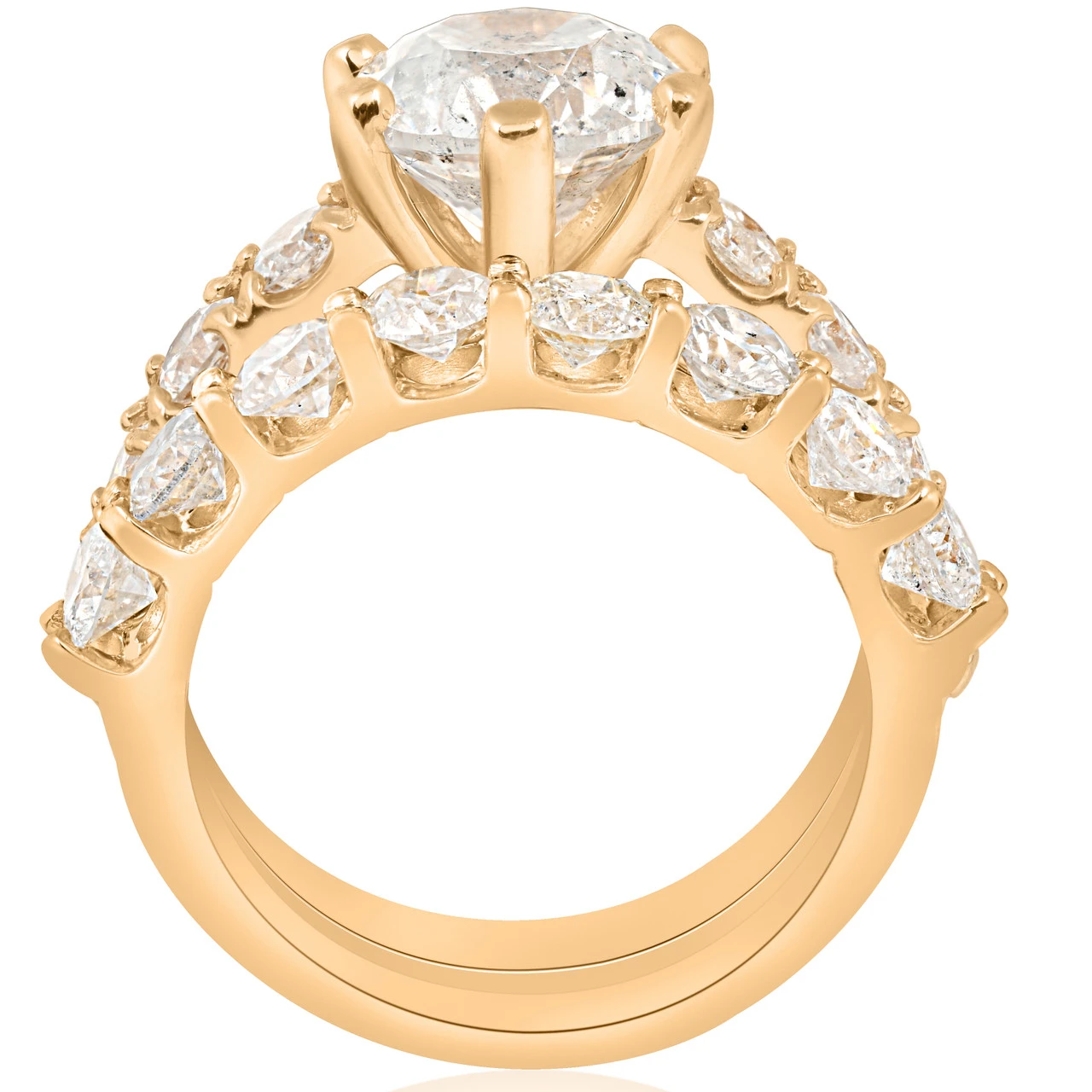 6 cttw Diamond Engagement Matching Wedding Ring 14k Yellow Gold (H-I, I2-I3)