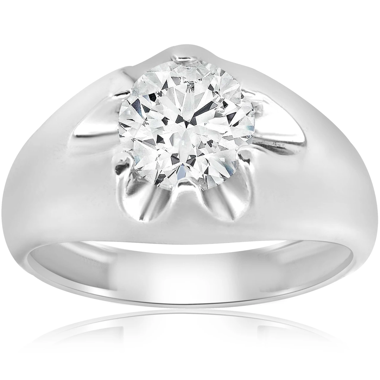 Mens 1 1/2ct Diamond Solitaire Belcher Wedding Ring 14k Gold Lab Grown (F-G, VS)