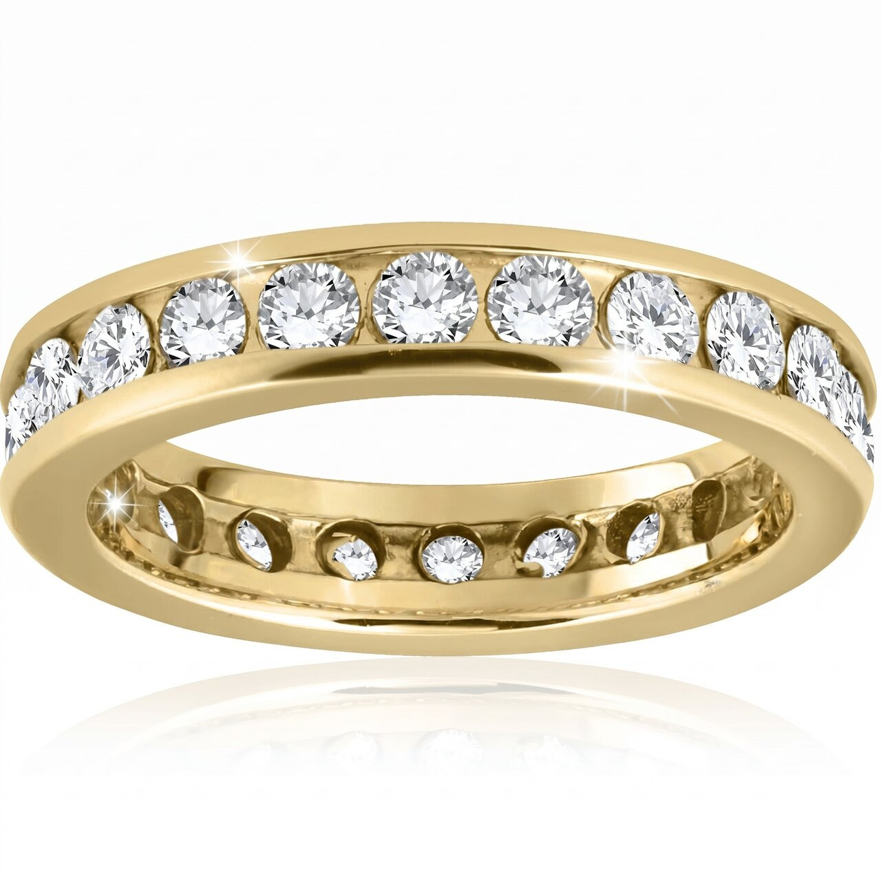 2ct Channel Set Diamond Eternity Ring 14K Yellow Gold (G-H, I1)