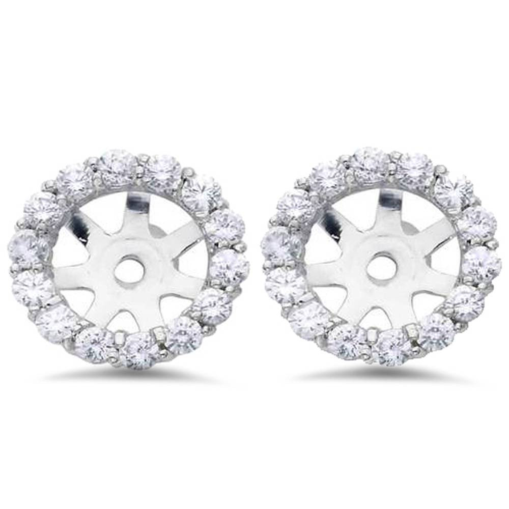 3/4ct Diamond Halo Earring Studs Jackets 14K White Gold (6-6.7mm) (G-H, I1)