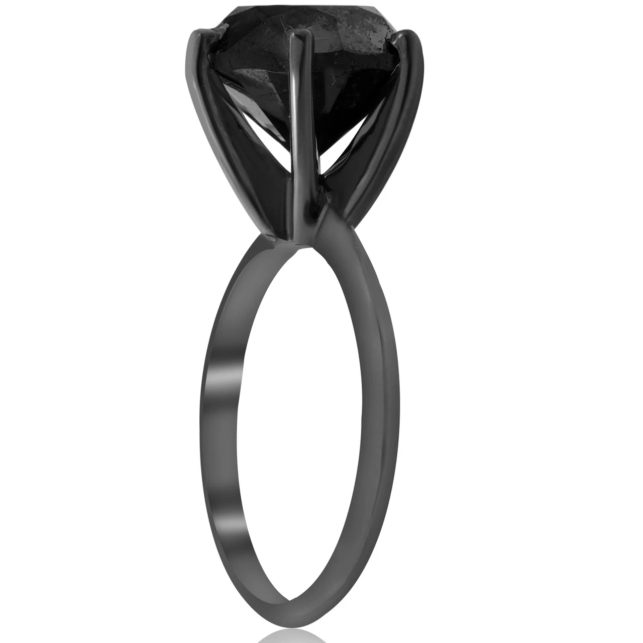 5 1/2ct Black Diamond Solitaire Engagement Ring 14k Black Gold (Black, )