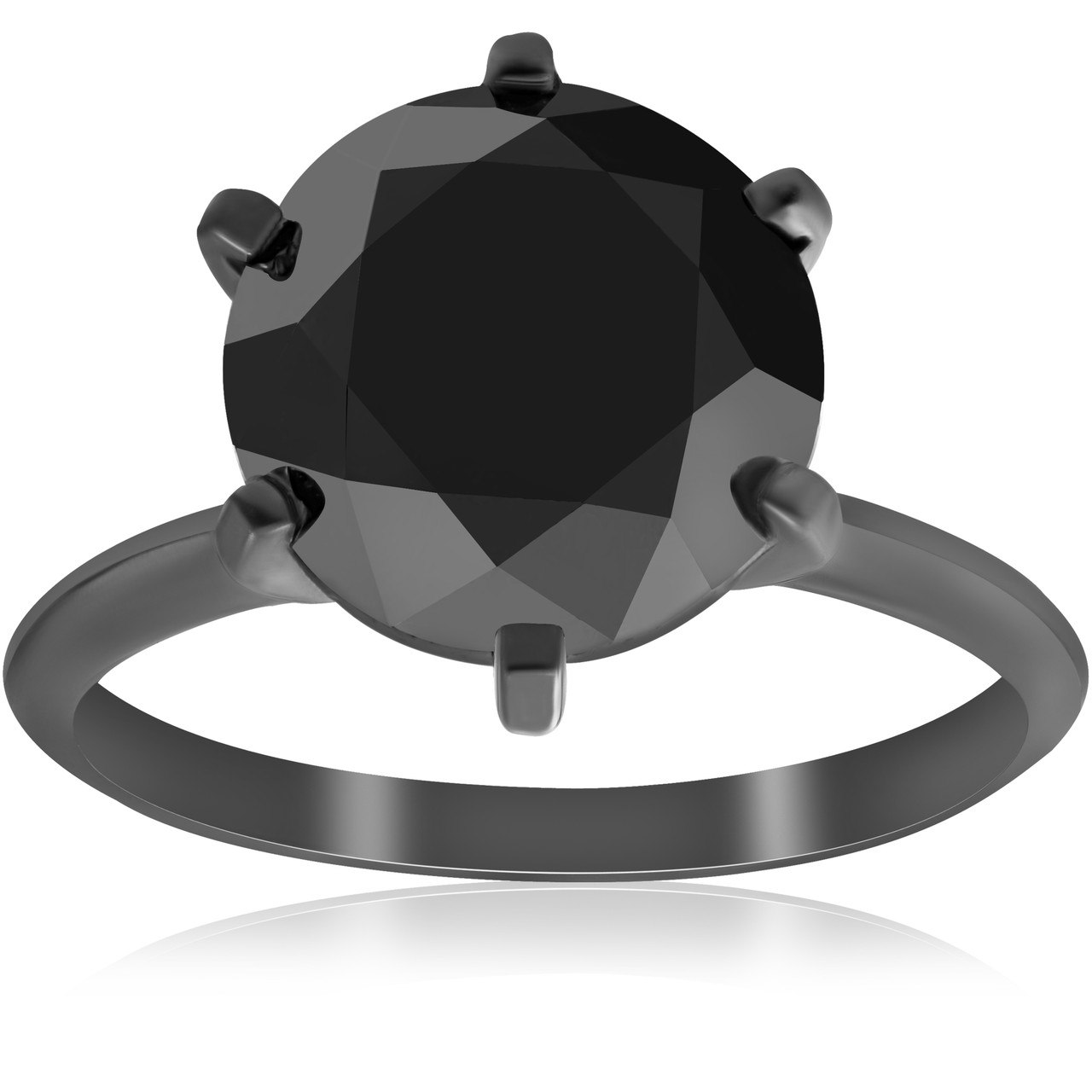5 1/2ct Black Diamond Solitaire Engagement Ring 14k Black Gold (Black, )