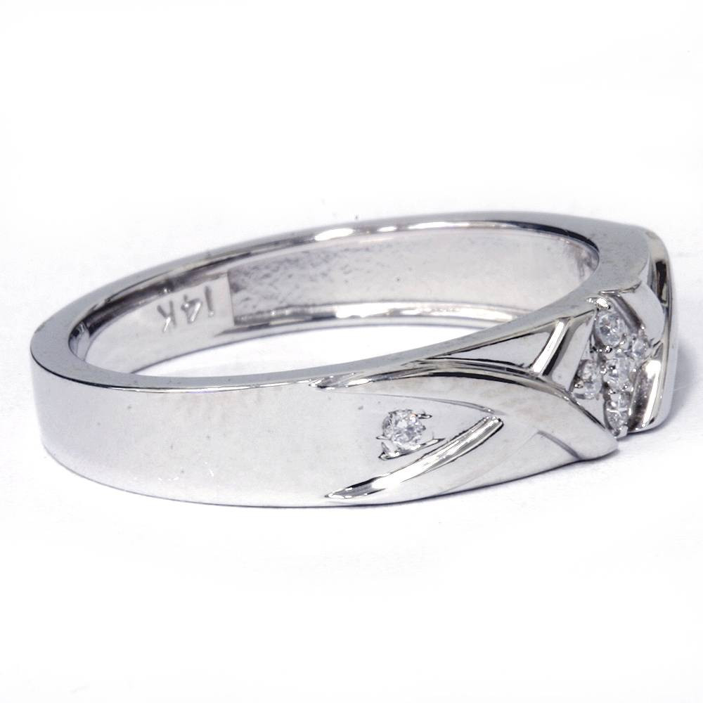 Mens Diamond Cross Ring 14K White Gold (H-I, I1)