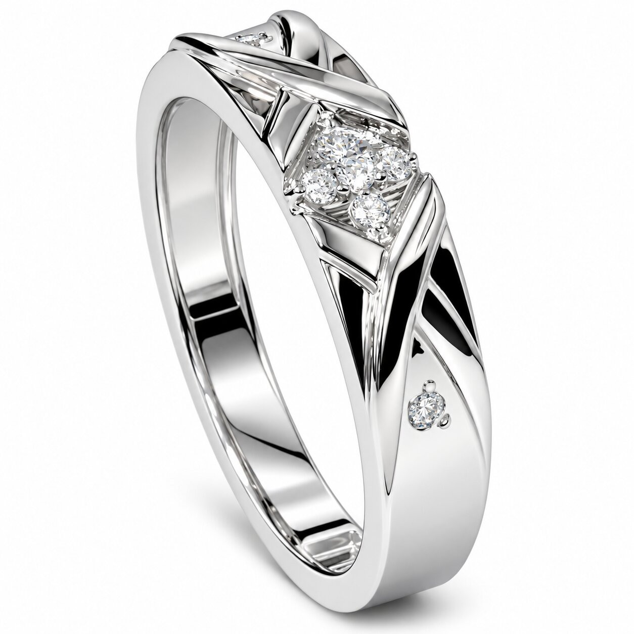 Mens Diamond Cross Ring 14K White Gold (H-I, I1)