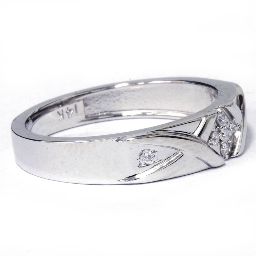 Mens Diamond Cross Ring 14K White Gold (H-I, I1)