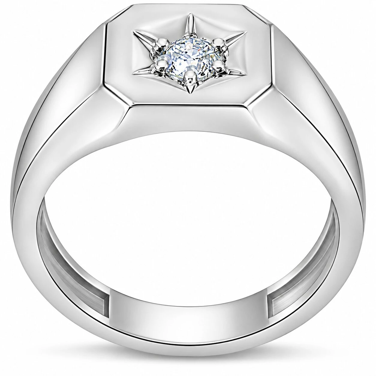 Mens 1/6ct Diamond Solitaire High Polished Wedding Ring 10k White Gold (H-I, I1)
