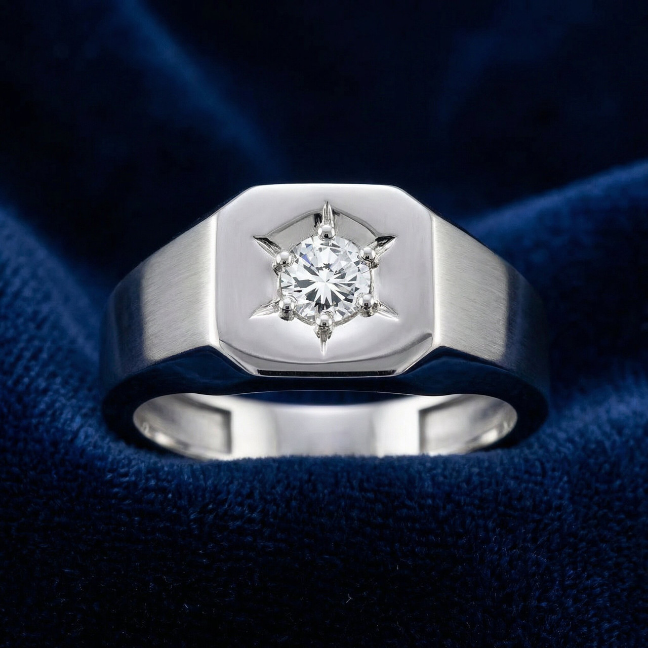Mens 1/6ct Diamond Solitaire High Polished Wedding Ring 10k White Gold (H-I, I1)
