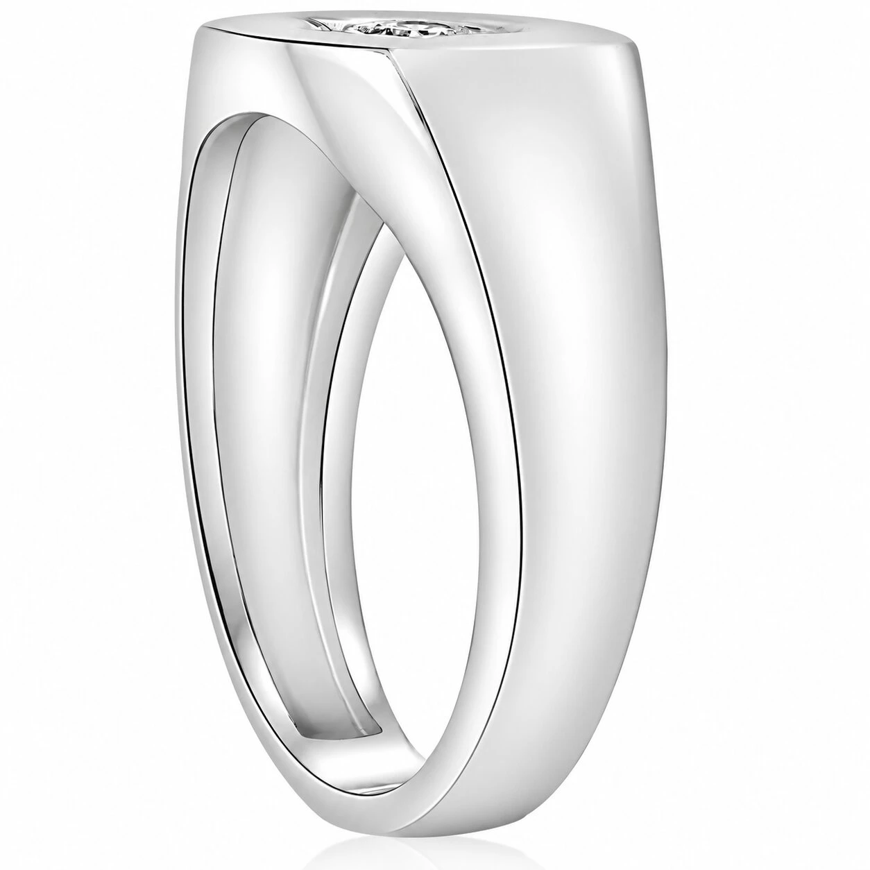 Mens 1/6ct Diamond Solitaire High Polished Wedding Ring 10k White Gold (H-I, I1)