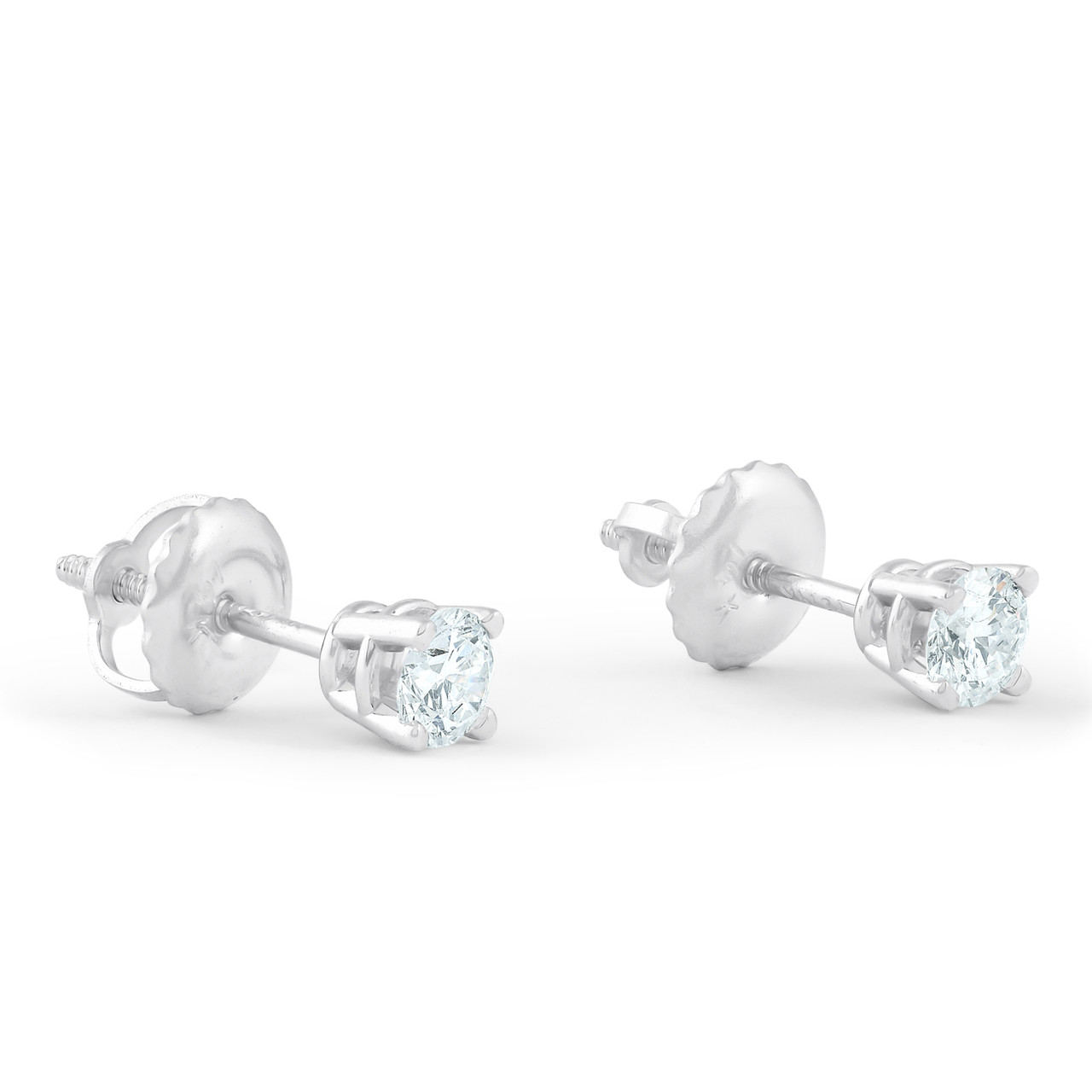 1/3 Ct Screw Back Diamond Studs 14k White Gold Lab Grown Earrings (F-G, VS)