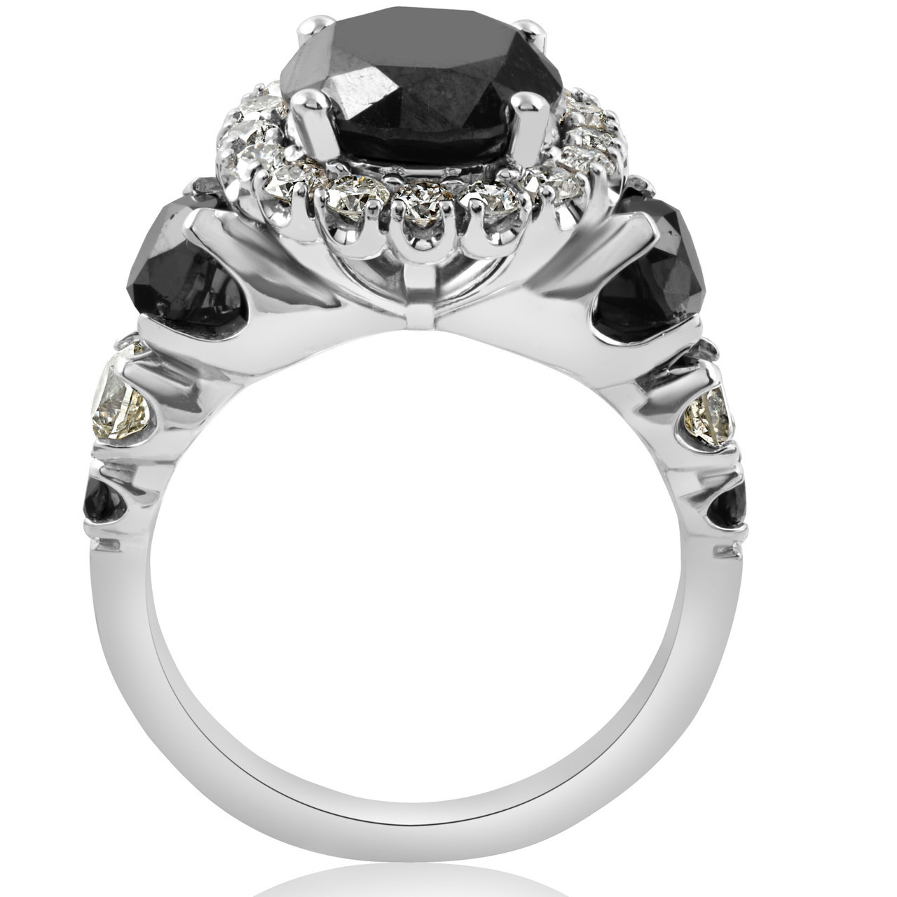 5ct Black & White Diamond Halo Engagement Ring 14k WHite Gold (I-J, I1) 5ct Black & White Diamond Halo Engagement Ring 14k WHite Gold (I-J, I1)