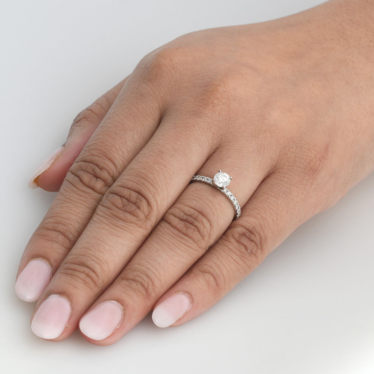 3/4ct Diamond Engagement Ring French Pave Set 14k White Gold (H-I, I1) 3/4ct Diamond Engagement Ring French Pave Set 14k White Gold (H-I, I1)
